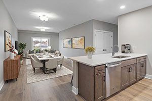 Interior of Fairmont Apartment at Parker Place showing an open layout with modern furnishings